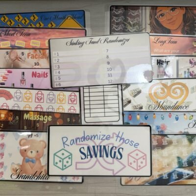 Randomizer sinking funds savings tracker printable set with category envelopes