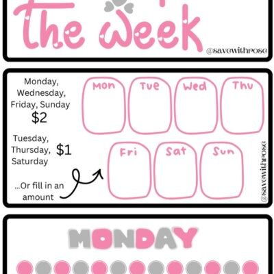 Days of the week pink and gray