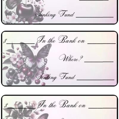 “In the bank” tracking slips, cherry/butterfly