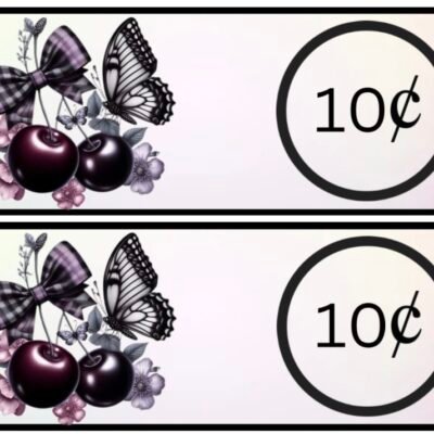 Dime prop money, cherries and butterflies